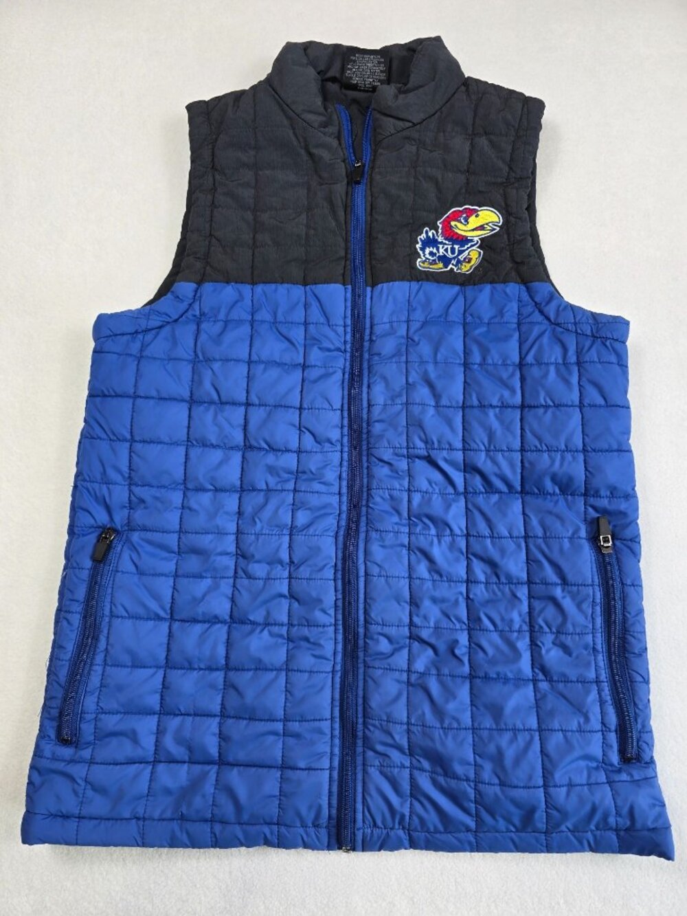 Colosseum Small Kansas University KU Jayhawks Blue & Black Quilted Vest